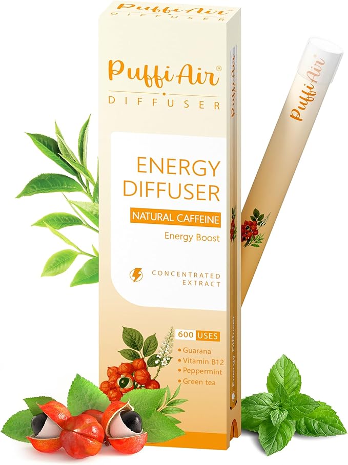 Herbal Diffuser Pen, Energy Diffuser with Guarana, Green Tea Extract, VB12, Peppermint & Menthol for Energy Boost, All Natural Swap - Up to 600 Uses (Varies by Usage), 1 Diffuser, 1 Pack