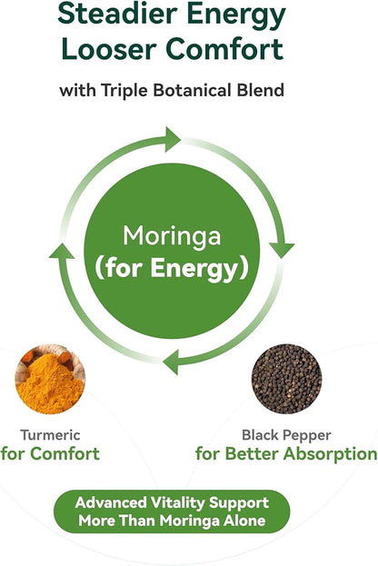 Moringa Capsules 1000mg, Moringa Leaf Extract 10:1, Complete Green Superfood, for Energy, Sleep, Immune & Gut Health, Veg Capsules 120 Count, All-Natural, Non-GMO, Made in USA