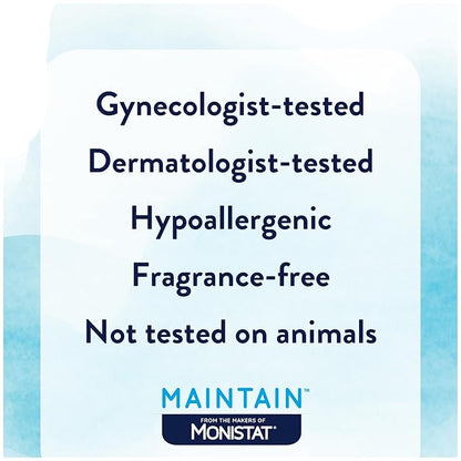 Monistat Maintain Boric Acid Feminine Wipes, Fragrance-Free, Non-Irritating and pH-Balanced Wipes for Women, Individually Wrapped Feminine Care, 12 Count, Pack of 3