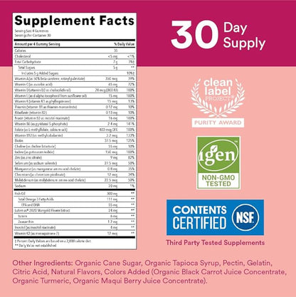 SmartyPants Teen Girl Multivitamin Gummies with Omega-3 Fish Oil (EPA/DHA), Vitamins C, D3, B12, A, K & Zinc, Gluten-Free, Includes Biotin for Hair, Skin & Nails, 120 Count (Pack of 2)
