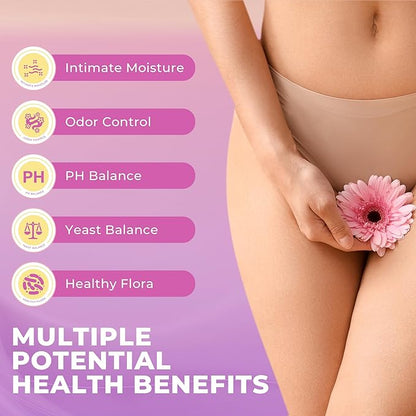 Feminine Probiotics Gummies for Women, Vaginal Probiotics with Slippery Elm,Prebiotics & Probiotics Supports pH Balance,Immune Health, Vegan, Non-GMO, Pineapple Flavor,60 Gummies 1 Pack