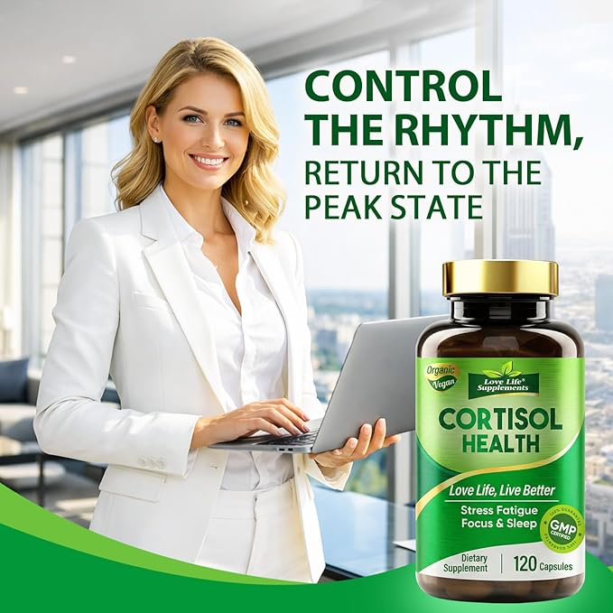 Cortisol Supplements for Women/Men, Advanced Stress & Cortisol Support with Ashwagandha & Rhodiola Rosea, Promotes Relaxation, Mood, Focus, and Restful Sleep for Men and Women, 120 Capsules