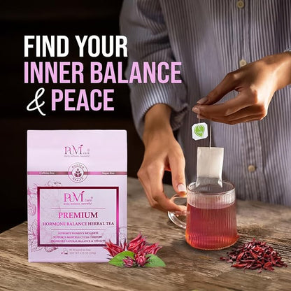 Hormone Balance Tea for Women – Raspberry Leaf, Dioscorea Persimilis, Hibiscus Tea Organic, Black Ginger for Menstrual Healthy Cycle Support, PMS & PCOS Support, Postpartum Recovery,90 Herbal Tea Bag
