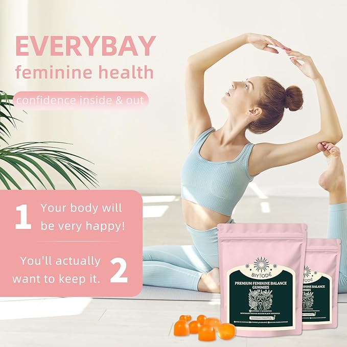 J-PRQ Premium Feminine Balance Gummies for Women's – Probiotic for Women, Hawaiian Pineapple Flavor, Supports Vitality & PH Balance - Vegetarian Friendly 60 Gummies