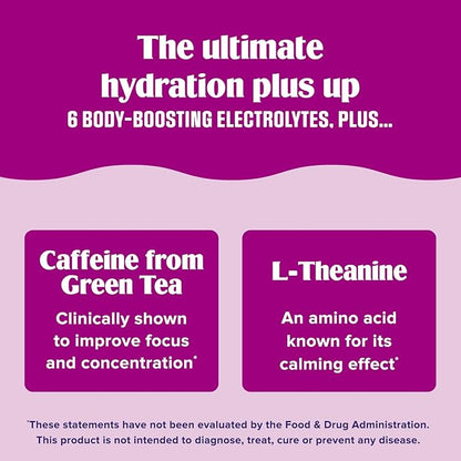 Ultima Replenisher Daily Focus Supplement & Electrolytes Powder - Acai Blueberry, 14 Stickpacks - Hydration Packets, 60mg Caffeine from Green Tea Extract & L-Theanine to Improve Focus & Concentration