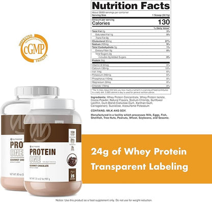NutraOne ProteinOne Whey Protein Promote Recovery and Build Muscle with a Protein Shake Powder for Men & Women (Gourmet Chocolate, 2 LB)