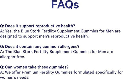 Blue Stork Fertility Supplement Gummies for Men - Male Prenatal Vitamins, Conception Support for Him - Reproductive Health, Hormonal Balance & Motility - 90 Count