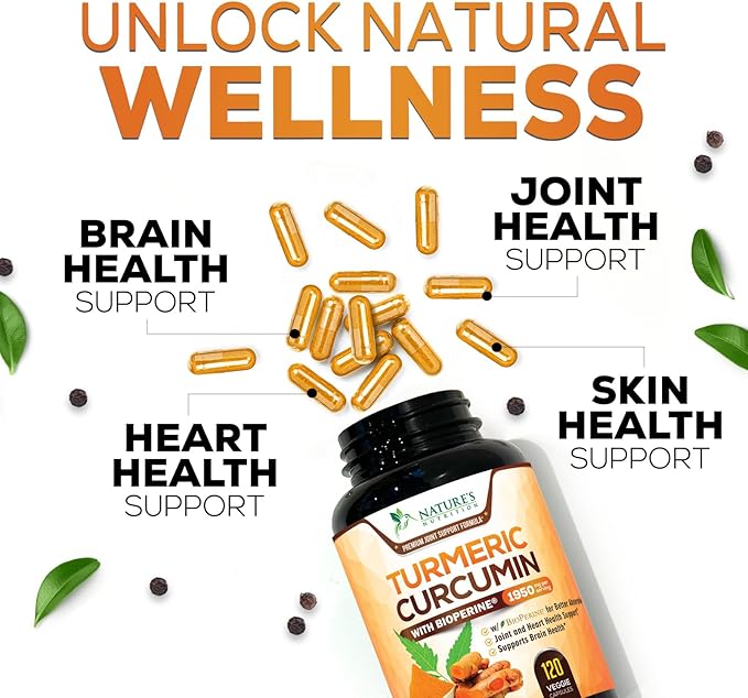 Turmeric Curcumin Supplement - 95% Curcuminoids with Organic Turmeric & BioPerine Black Pepper for Best Absorption - Daily Joint & Immune Health Support, Vegan, Non-GMO, Bottled in USA - 120 Capsules
