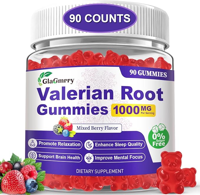 90 Count | Valerian Root Gummies with Melatonin & L-Theanine, Natural Valerian Root Extract Supplements for Deep Zzz, Relaxation & Calming, Mixed Berry Flavor, Sugar Free, Non-GMO