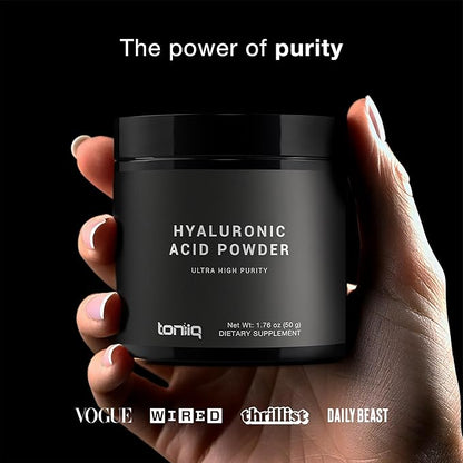 Ultra Purified Bioavailable Hyaluronic Acid Powder – for Deeper Skin Hydration – 250 mg with Vitamin C for Enhanced Absorption – 180 Servings