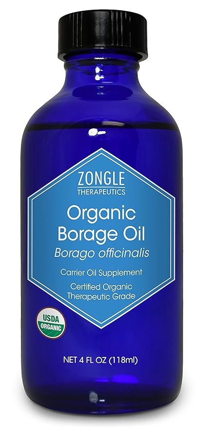 Zongle Therapeutics Organic, Borage Oil, Liquid, Supplement – 100% Pure, Borage Seed Oil, 4 OZ