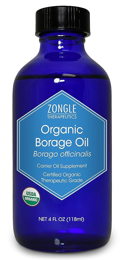Zongle Therapeutics Organic, Borage Oil, Liquid, Supplement – 100% Pure, Borage Seed Oil, 4 OZ