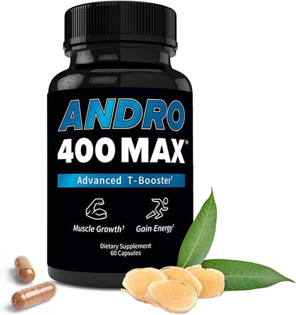 Andro400 Max Advanced T-Support & Nitric Oxide Booster – Tongkat Ali with L-Arginine & L-Citrulline – Supports Blood Flow, Circulation, and Physical Performance – 1 Pack, 60 Capsules