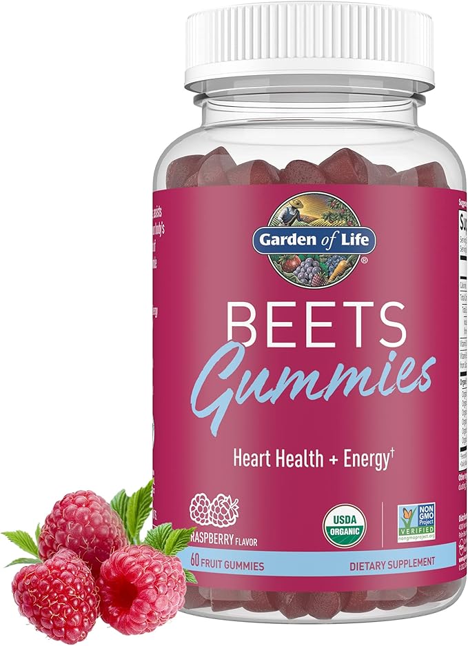 Garden of Life Organic Beet Root Gummies Made from Pectin with Antioxidants, Vitamin C, Vitamin D & B12 for Heart Health & Energy – BEETS Gummies – Vegan, Gluten Free, Non GMO, Raspberry, 30 Servings