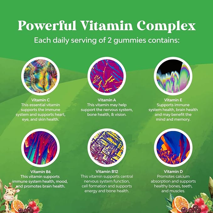 Natures Craft Plant Based Kids Multivitamin Gummies - Multivitamin for Kids Immunity Support Gummies with Vitamins A C D3 E B and Zinc Gelatin and Gluten Free Non-GMO Vitamins Gummy Formula 180ct