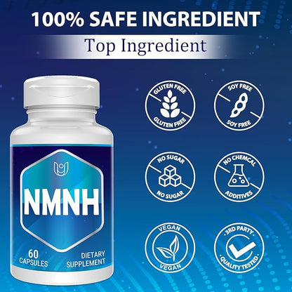 NMNH (Dihydronicotinamide Mononucleotide), NAD Supplement to Boost NAD+ Levels as We Age (May Be More Effective Than Nicotinamide Riboside), NMNH Supplement for Anti-Aging, 60 Capsules (60 Servings)