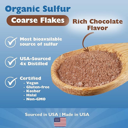 KALA HEALTH MSMPure Chocolate Flavored Coarse MSM Powder Flakes – US-Made MSM for Joint Health, Skin Appearance, and Hair & Nail Support – 1 lb, Organic Sulfur