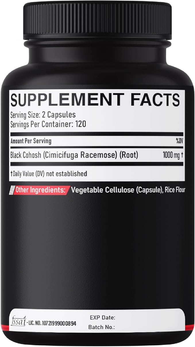 DEDICAD 1000mg Black Cohosh for Menopause Hot Flashes - 240 Capsules for 4-Month Supply - Support for Body Management, Women's Health & Immune System