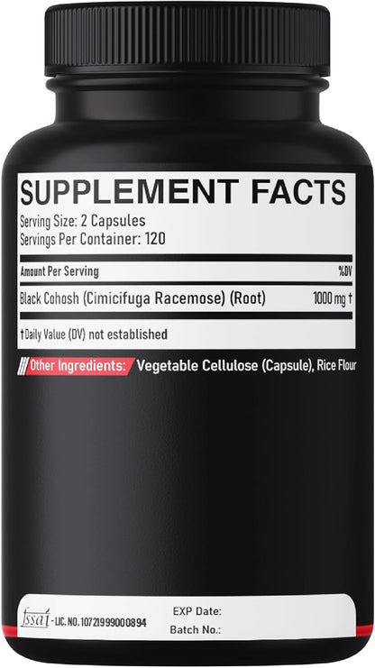 DEDICAD 1000mg Black Cohosh for Menopause Hot Flashes - 240 Capsules for 4-Month Supply - Support for Body Management, Women's Health & Immune System