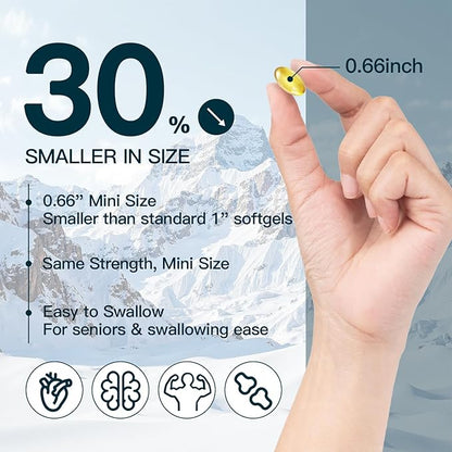 NATURE TARGET Fish Oil Mini 1400mg, High-Potency Omega 3 Supplement with Vitamins A & D3 & E, Supports Heart, Brain, Joints & lmmune System, Non-GMO, 120 Softgels, Wild-Caught