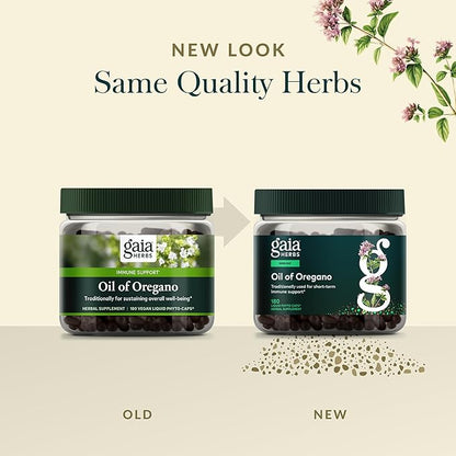 Gaia Herbs Oil of Oregano - Immune & Antioxidant Support Supplement - with Oregano Oil, Carvacrol & Thymol* - 180 Vegan Liquid Phyto-Caps (180 Servings)