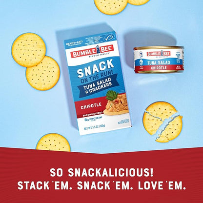 Bumble Bee Snack On The Run! Protein Snack Pack - 8g Protein per Box - Chipotle Tuna Salad with Crackers Kit - Ready to Eat Easy-Open Can - Wild Caught MSC-Certified Tuna (Pack of 1)