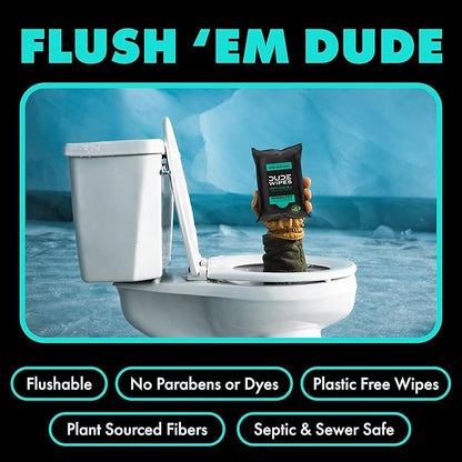 DUDE Wipes Mint Chill Travel Wipes - 6 Packs of 18 (108 Count) - Extra-Large Adult Flushable Wipes - Infused with Tea Tree Oil, Vitamin E, and Aloe - Septic and Sewer Safe