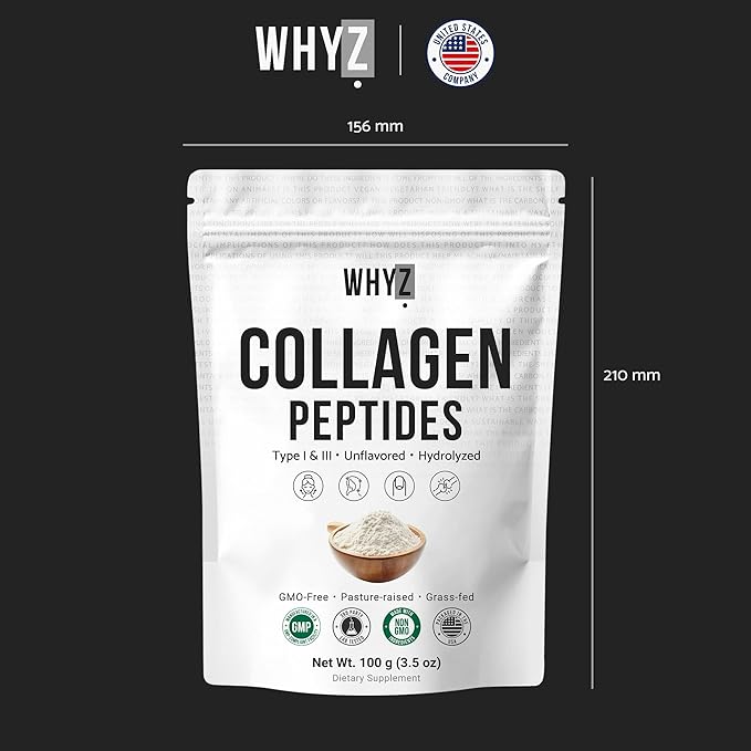 Bovine Collagen Peptides Powder Hydrolyzed Type I & III Protein, Grass-Fed Pasture-Raised Source, Unflavored Collagen Supplement Paleo-Friendly for Active Lifestyles & Wellness Non-GMO, 100g (3.5 oz)