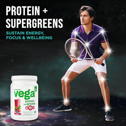 Vega Protein and Greens Protein Powder, Berry - 20g Plant Based Protein Plus Veggies, Vegan, Non GMO, Pea Protein for Women and Men, 1.2 lbs (Packaging May Vary)