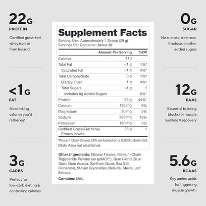 LEGION Whey+ Protein Whey Isolate from Grass Fed Cows (Cookie Butter, 30 Servings) - Whey Protein Isolate Powder Low Calorie, Non-GMO, Sugar Free, Lactose and Gluten Free, All Natural Protein Powder