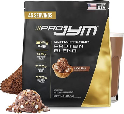 Pro JYM Rocky Road Protein Powder - Whey Protein Isolates, Casein, & Milk Protein, Lean Muscle Building for Men & Women, JYM Supplement Science, 45 Servings