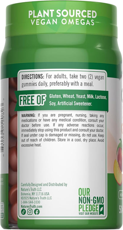 Nature's Truth Vegan Omega 3679 Gummies | 50 Count | Peach Flavor | Non-GMO & Gluten Free Supplement