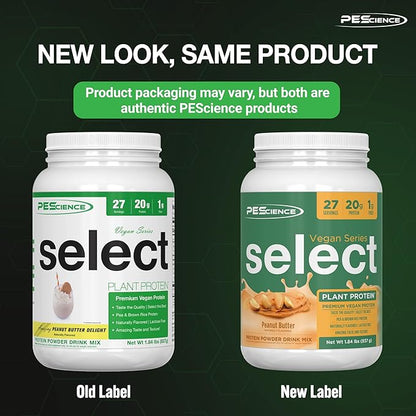 PEScience Select Vegan Protein Powder, Plant Based Protein Powder, Amazing Taste, Smooth Texture, Pea and Brown Rice Blend, Dairy Free, Lactose Free, Gluten Free - Peanut Butter Delight, 27 Servings