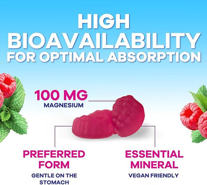 Magnesium Citrate Gummies for Adults & Kids - High Absorption Magnesium Supplements - Premium Calm, Relaxation, Muscle, Nerve, Bone & Heart Support - Great-Tasting Vegan Gummy Supplement - 120 Gummies