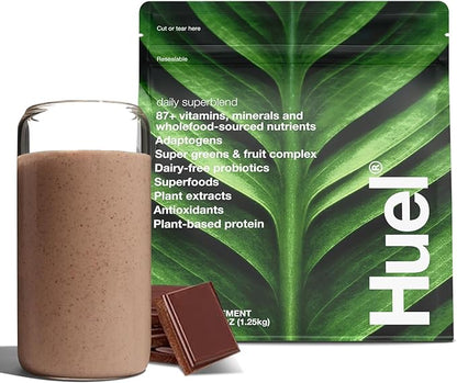 Huel Daily Superblend Chocolate Powder | 25g Plant Based Protein | Super Greens Powder | 87 Vitamins, Minerals, and Wholefood-Sourced Ingredients |19 Servings