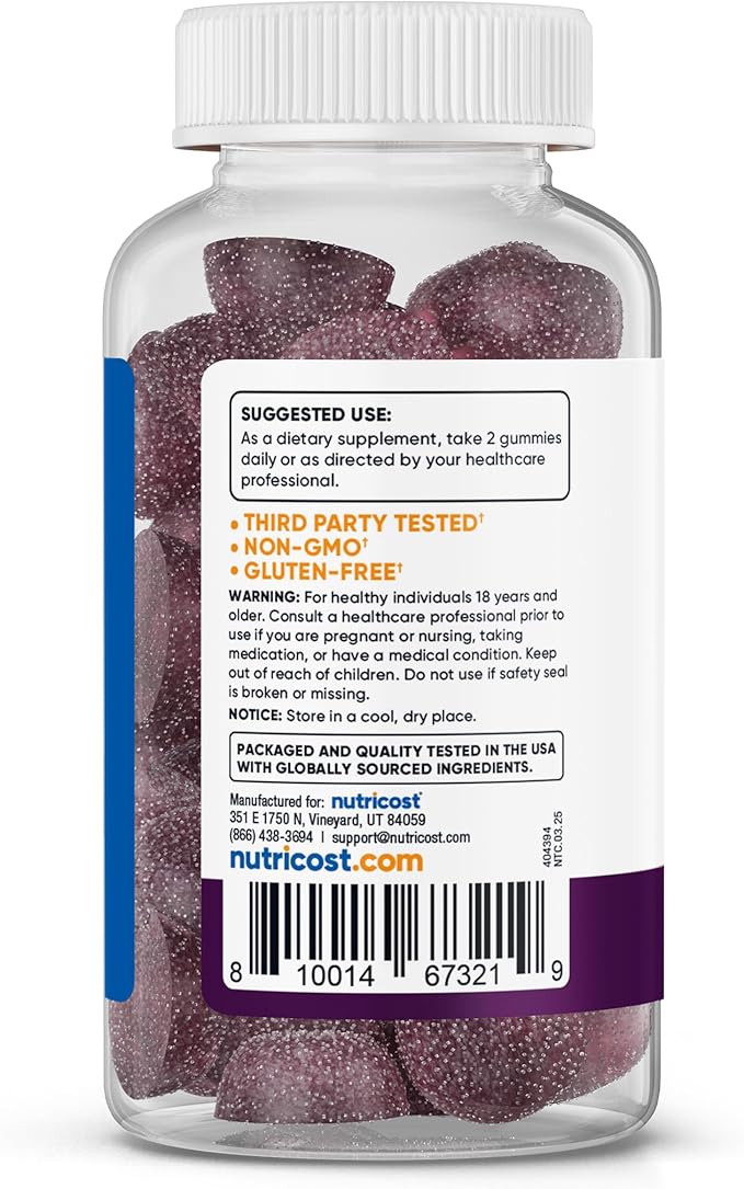 Nutricost Ashwagandha Extract Gummies (Mixed Berry) 60 Gummies for 30 Servings Per Bottle - Vegetarian, GMO Free and Gluten Free