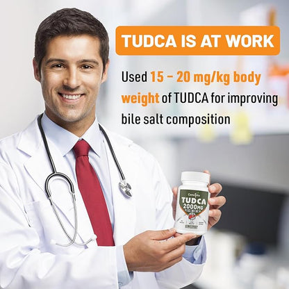 TUDCA Liver Supplements 2000mg - Strong Bile Salts Support Liver Detox & Cleanse - Liver and Gallbladder Health Formula-Easy to Swallow Tablets-60 Days Supply