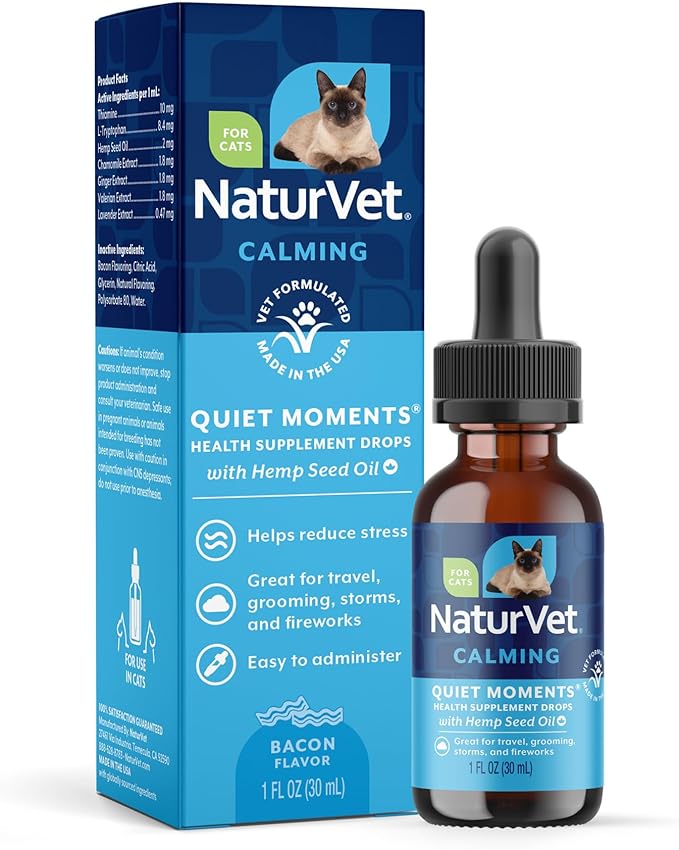 NaturVet Hemp Quiet Moments Calming Drops for Cat, 1oz