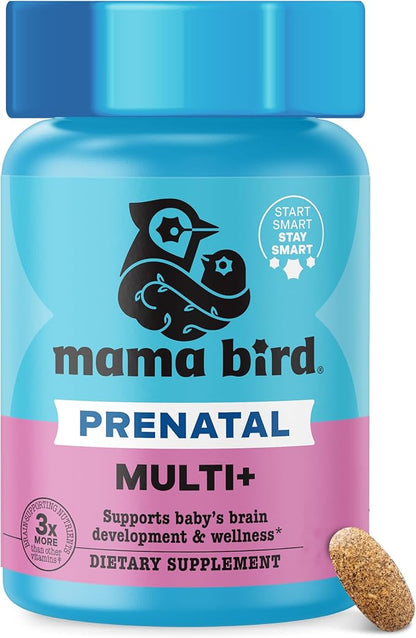 Best Nest Wellness - Mama Bird - Prenatal Multi+ (30 Servings) - Prenatal Vitamins for Women - Supports Baby Brain Health - Organic Herbs, Probiotics, Digestive Enzymes