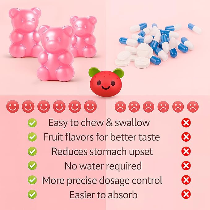 Magnesium Glycinate Gummies 2 Bottles, Sugar-Free for Adults & Kids, Magnesium Gummy for Relaxation, Stress & Muscle Relief, Supports Bone & Nerve Health, Vegan, Pectin-Based, Strawberry Flavor