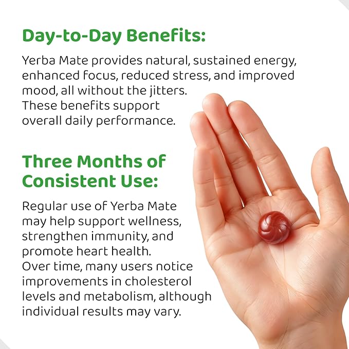 HOLYMARY Yerba Mate Gummies, Quince - Made with Organic, Unroasted Yerba Mate. Free from Added Caffeine. Vegan, Non-GMO, Gluten-Free, Kosher. 50 Delicious Supplement Gummies