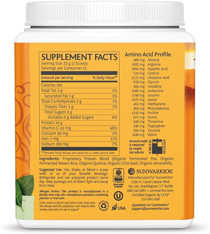 Clean Vegan Protein Powder Unflavored | Organic Protein Powder Plant Based Formula with 5 Superfood Blend Sprouted & Fermented | Non-GMO Low Carb Soy Dairy & Gluten Free (Unflavored, 15 Servings)