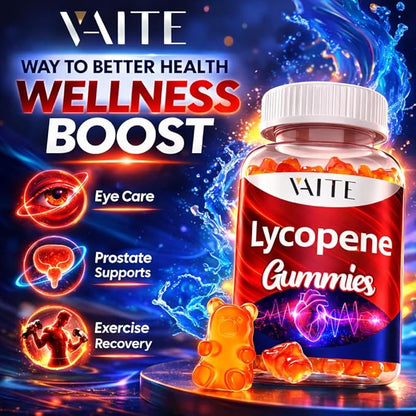 VAITE Lycopene Supplements for Men & Women 75mg Gummies - Antioxidant | General Wellness | Supports Skin & Vision | Daily Vitality | Plant-Based, Sugar-Free, 60 Vegan Gummy Chews, Non-GMO, Chewables