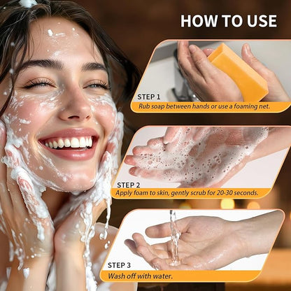Kojic Acid Soap for Dark Spot Remover Bars with Turmeric, Vitamin C, Retinol, Collagen with Hyaluronic Acid, Vitamin E, Shea Butter, Castile Olive Oil - 3.52 OZ x 2 Bars with Soap Holder & Bag