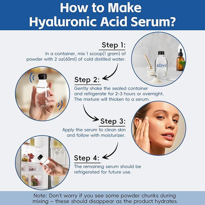 Hyaluronic Acid Powder, with Collagen Peptides – DIY Hydrating Serum & Skincare Ingredient, Clean Formula, Gluten-Free, No Preservatives – 100g / 3.52oz