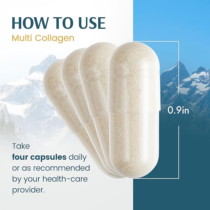 Vykee Nutrition Multi Collagen Capsules with Biotin + Hyaluronic Acid - Hair, Skin & Nail Support - Non-GMO, Gluten Free Dietary Supplement - 180 Capsules