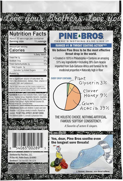 Pine Bros. Gummy Sore Throat Softish Drops 30 Count (Approx) (Pack of 1, Licorice)