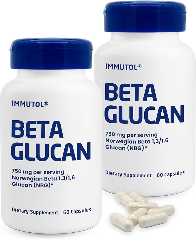 Immutol Immune Support Supplement with 750mg of Beta Glucan 1,3 1,6 - Natural Ingredients, High Potency to Boost Immunity and Overall Wellness, 60 Capsules (120)