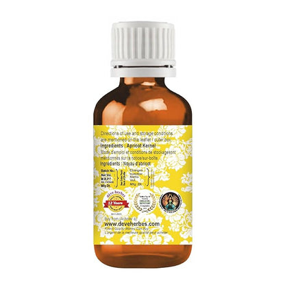dève herbes Apricot Kernel Oil (Prunus armeniaca) | Cold Pressed | Pure | Natural | Undiluted | For Diluting Essential oils | For Skin & Massage | Non-Sticky | Lightweight | Men & Women | 30ml (1 oz)