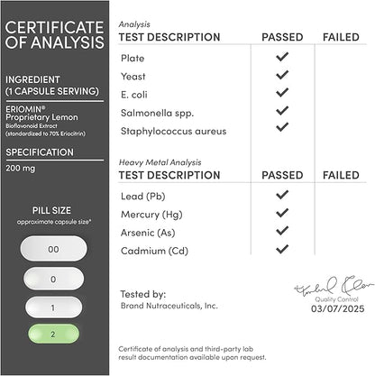 GLP-1 Supplement - Clinically Studied Bioflavonoid Extract to Help Support Natural GLP 1 Levels and Promote Gut Health (200mg, 30 Servings) Std to 70% Eriocitrin and 5% Hesperidin by Double Wood